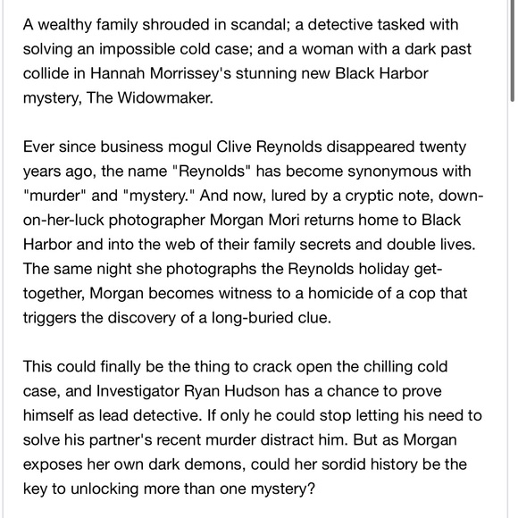 📚☠️ “THE WIDOWMAKER” BY HANNAH MORRISSEY❗️ BONE CHILLING HARDCOVER BOOK❗️☠️📚 - Picture 3 of 5